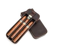 CONTACT'S FAMILY Étui à cigares en cuir pour 3 tubes, cave à cigares vintage pour homme (café)