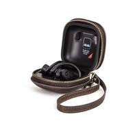 CONTACT'S FAMILY Étui de protection en cuir véritable pour écouteurs Beats Powerbeats Pro, compatible avec Beats Powerbeats Pro, avec dragonne et porte-clés (café)