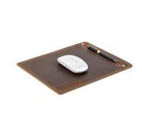 CONTACT'S FAMILY Tapis de souris avec porte-stylo en cuir véritable lisse et confortable avec porte-stylo pour ordinateur portable (café)
