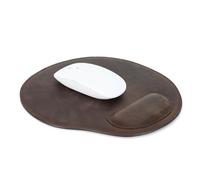 CONTACT'S FAMILY Tapis de souris avec repose-poignet en cuir véritable lisse et confortable avec repose-poignet pour ordinateur portable (café)