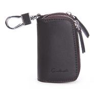 Contacts Grande housse de clé de voiture en cuir avec 2 fermetures éclair pour clé de voiture, Café, taille unique