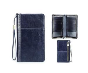 CONTACTS Pochette de Voyage en Cuir véritable pour Homme avec dragonne, Blocage RFID RFID pour Passeport, Sac à Main Bleu, Grande capacité pour Homme, Bleu …