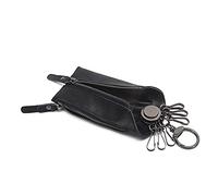 Contacts Porte-Monnaie en Cuir véritable avec Fermeture éclair pour clés de Voiture, Noir, Taille Unique, Vintage