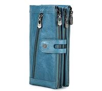 Contacts Porte Monnaie Homme Portefeuille Longue Porte-Cartes Monnaie à glissière avec en Cuir,Beaucoup Emplacements Cartes Bourse