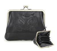 Contacts Porte-monnaie vintage en cuir pour femme avec porte-cartes, petit portefeuille mignon, Noir , Vintage