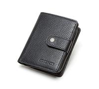 CONTACTS Portefeuille en cuir à deux volets à glissière hommes / femmes, portefeuille RFID multifonctionnel,fentes pour cartes de crédit porte-monnaie Noir