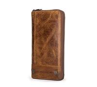 CONTACTS Portefeuille en Cuir de Grande capacité pour Hommes, Porte-Monnaie à Fermeture à glissière pour téléphone Portable, Pochette de Voyage d'affaires multifonctionnelle Marron