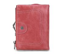 CONTACTS Portefeuille en cuir pleine fleur pour femme avec fermoir à baiser, petit portefeuille vintage à deux volets avec blocage RFID (rose rose)