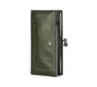 Contact's Portefeuille en cuir pour femme, fermoir à baiser vintage, porte-monnaie, porte-carte RFID, vert foncé, Vintage