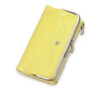 CONTACTS Portefeuille vintage en cuir de chèvre pleine fleur avec blocage RFID pour femme, jaune, Vintage