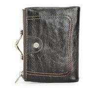 Contacts Portefeuille vintage en cuir pour femme avec fermeture éclair et fenêtre pour photo (marron)