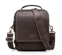 Contacts Sac à bandoulière en cuir pleine fleur pour homme - Convient aux tablettes de 9,7" - Pour le travail, le bureau, les affaires, les sacs à main avec porte-clés et porte-cartes