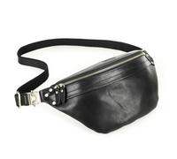 Contacts Sac à bandoulière en cuir véritable pour homme, petit sac à bandoulière, sac à dos décontracté pour homme, sac banane pour cyclisme, randonnée, voyage, Noir 2.0, 11.4''Lx3.3''Wx6.8''H