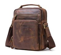 CONTACTS Sac à Main Bandoulière Cuir Homme Vintage Sac Messager Petit avec Poignée Sac pour Tablette iPad 9,7 Pouces en Cuir Véritable