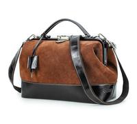 CONTACTS Sac à main en cuir véritable pour femme avec serrure - Sac à bandoulière vintage - Poignée sur le dessus - Avec fermoir en métal - Ouverture du cadre, Marron chameau L