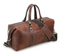 Contacts Sac de voyage en cuir pour homme - Grand sac à main de sport en cuir pour le week-end, marron, Vintage