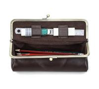 CONTACTS Trousse à crayons en cuir véritable faite à la main vintage pour bureau, université, université, pour homme et femme, grande capacité