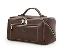 CONTACTS Trousse de toilette de voyage en cuir pleine fleur pour homme - Grande trousse de toilette avec poignée - Trousse de rasage pour salle de bain, trousse de toilette vintage