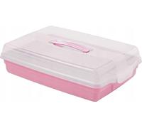 CONTAINER À GÂTEAU RETANGLE GRAND ROSE CURVER