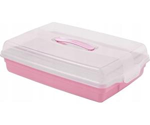 CONTAINER À GÂTEAU RETANGLE GRAND ROSE CURVER