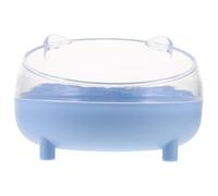 Container de Bain pour Hamster, Plastique Bleu Couvercle Transparent | Couvercle Demi-fermé Détachable, Footing Stable, Usage Maison, Nettoyage Facile, pour Hamster Nain et Couleur Aléatoire