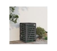 vidaXL Abri pour poubelle sur roulettes 825102 G – Bois massif de pin gris – 84x90x128,5 cm