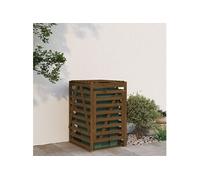 vidaXL Abri pour poubelle sur roulettes 825103 Bois massif de pin marron miel 84x90x128,5 cm