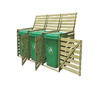 vidaXL Abri pour poubelles triple 240 L bois imprégné sur roulettes