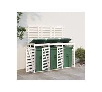 Vidaxl Abri Pour Poubelle Triple Sur Roulettes Blanc Bois Pin
