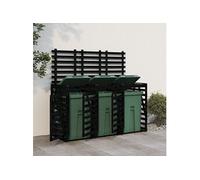vidaXL Abri pour Poubelle Triple sur Roulettes, Cache-poubelle avec Porte et Couvercle, Hangar à Poubelles avec Rangement 3157695