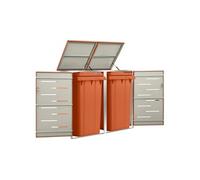 vidaXL Abri pour deux poubelles 138x77,5x115,5 cm Inox, 37.7 kg