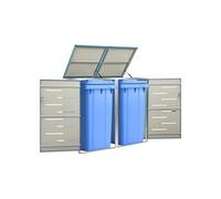 vidaXL Abri pour deux poubelles 149567 – Inox 138×77,5×115,5 cm – Avec couvercle