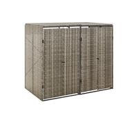 Vidaxl Abri Pour Poubelle Double Gris 140x80x117 Cm Résine Tressée