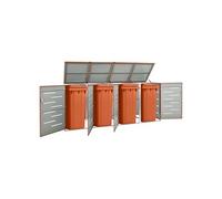 vidaXL Abri pour Quatre Poubelles, Cache-poubelle avec Couvercle, Boîte de Rangement à Poubelles Jardin Extérieur, 149565