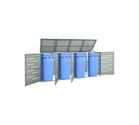 vidaXL Abri pour Quatre Poubelles, Cache-poubelle avec Couvercle, Boîte de Rangement à Poubelles Jardin Extérieur, 149569