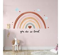 Containlol Sticker Mural Arc-en-Ciel Grande Décoration Autocollant Murale de Cœur Pastel Papier Peint de Décoller et Coller You Are So Loved pour Chambre de Fille, 76 x 35 cm(Boho)