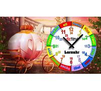Conte de fées Horloge d'apprentissage pour enfants Carrosse et château, silencieux sans tic-tac, dixtime 3D-0440