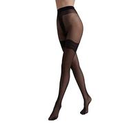Conte elegant FANTASY PERFECT 30 DEN Collant Sensuel pour Femme - Collant Fantaisie à Motif Lingerie - Effet Porte Jarretelles - Ornement Délicat - Sexy Sous-Vêtements pour Femmes - Noir taille 4