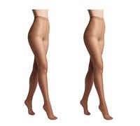 Conte elegant SOLO 20 DEN Lot de 2 Collants Semi-Mat pour Femmes Résistants - Collants Fins et Lisses avec Culotte Marquée - Naturelle taille 5