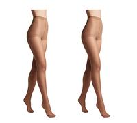 Conte elegant SOLO 20 DEN Lot de 2 Collants Semi-Mat pour Femmes Résistants - Collants Fins et Lisses avec Culotte Marquée - Marron taille 3