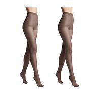 Conte elegant SOLO 20 DEN Lot de 2 Collants Semi-Mat pour Femmes Résistants - Collants Fins et Lisses avec Culotte Marquée - Graphite taille 5