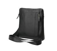 Conte Massimo Sac à bandoulière réglable en cuir véritable pour homme, Nero Grande 01
