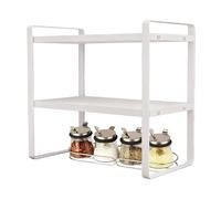 Contemporary Desk Shelf - 2-Tier Organizer Rack for Indoor Use | Steel Frame with Eco Board, Modern Display Riser, Stylish Storage Solution for Bedroom, Kitchen, Cabinet, Countertop, Figurines