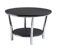 Contemporary Home Living Table basse ronde Maya en bois avec cadre en métal Noir/argenté 48,3 cm