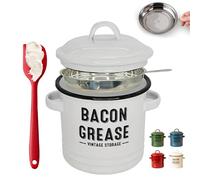 Contenant à Graisse de 1,35L avec Filtre et Racloir, Récipient à Graisse de Bacon avec Couvercle Filtré et Spatule en Silicone de Qualité Alimentaire, Version Améliorée en Céramique pour la Cuisine