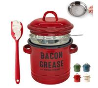 Contenant à Graisse de 1,35L avec Filtre et Racloir, Récipient à Graisse de Bacon avec Couvercle Filtré et Spatule en Silicone de Qualité Alimentaire, Version Améliorée en Céramique pour la Cuisine