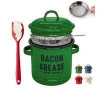 Contenant à Graisse de 1,35L avec Filtre et Racloir, Récipient à Graisse de Bacon avec Couvercle Filtré et Spatule en Silicone de Qualité Alimentaire, Version Améliorée en Céramique pour la Cuisine