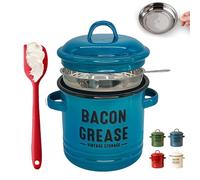 Contenant à Graisse de 1,35L avec Filtre et Racloir, Récipient à Graisse de Bacon avec Couvercle Filtré et Spatule en Silicone de Qualité Alimentaire, Version Améliorée en Céramique pour la Cuisine