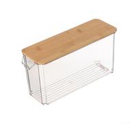 Contenant Alimentaire 4L avec Planche à Découper Intégrée(30 * 10 * 14cm) | Couvercle pour bois naturel, design transparent, organisation optimale, matériau PET sûr, pour facile à nettoyer