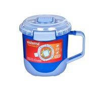 Contenant alimentaire Sistema Heatables pour micro-ondes 100% étanche, avec évents faciles à ouvrir, compatible lave-vaisselle, mug à soupe 660 ml, Lazuli